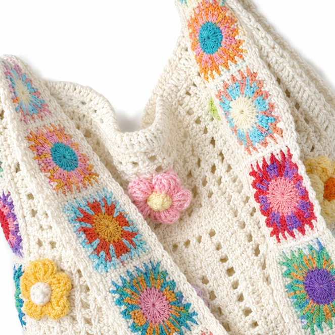 Nicasia | Bolso de Hombro de Crochet con Flores