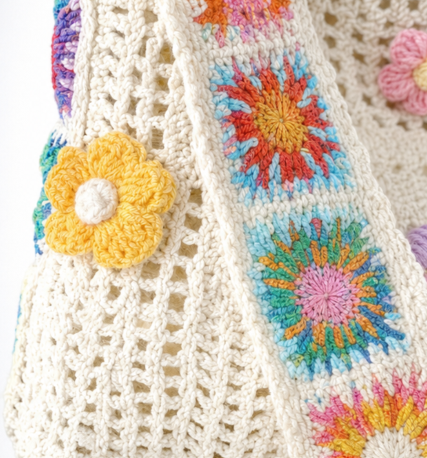 Nicasia | Bolso de Hombro de Crochet con Flores