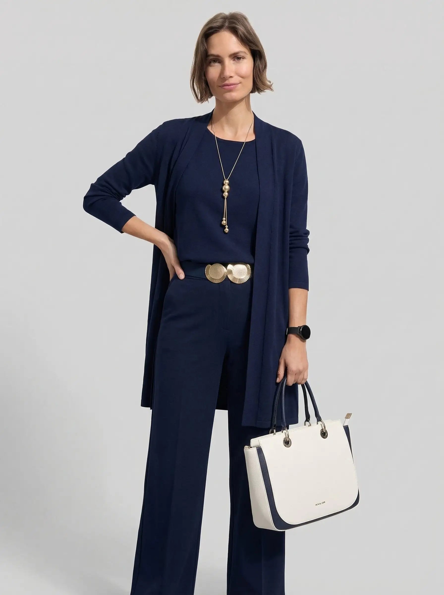 Elena | Conjunto - Cárdigan Largo, Top y Pantalón