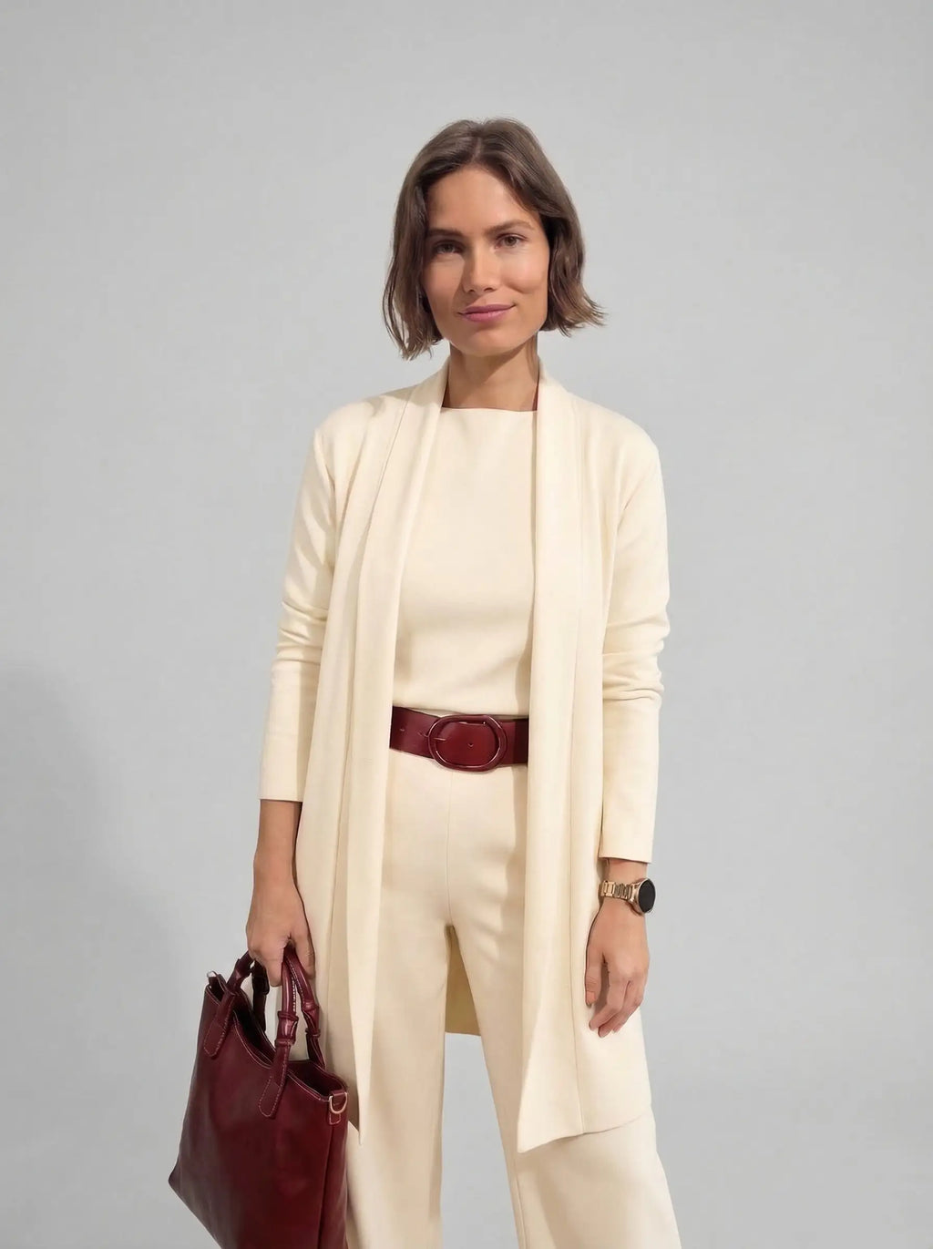 Elena | Conjunto - Cárdigan Largo, Top y Pantalón