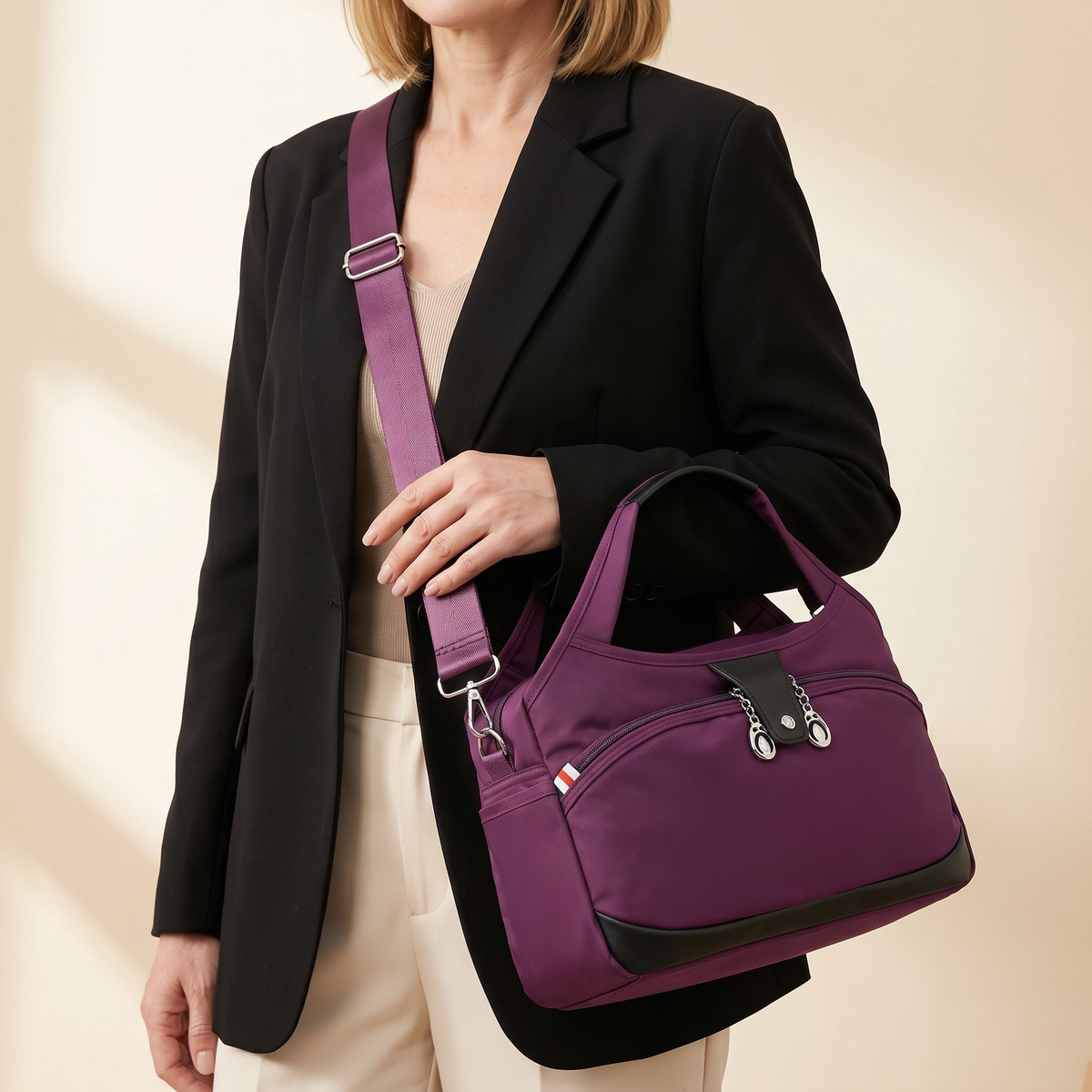 Petra | Bolso de Hombro Multibolsillo Antirrobo