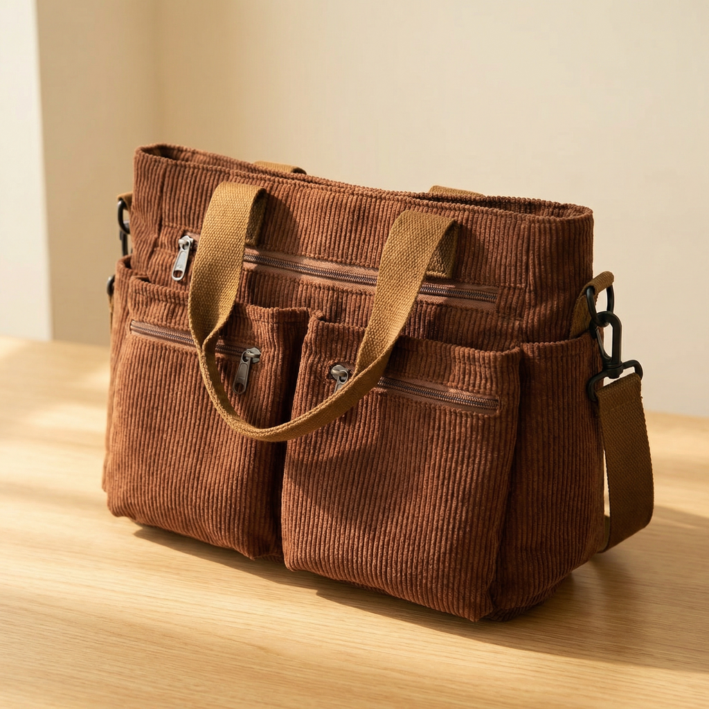 Palmira | Bolso de Hombro de Pana con Bolsillos