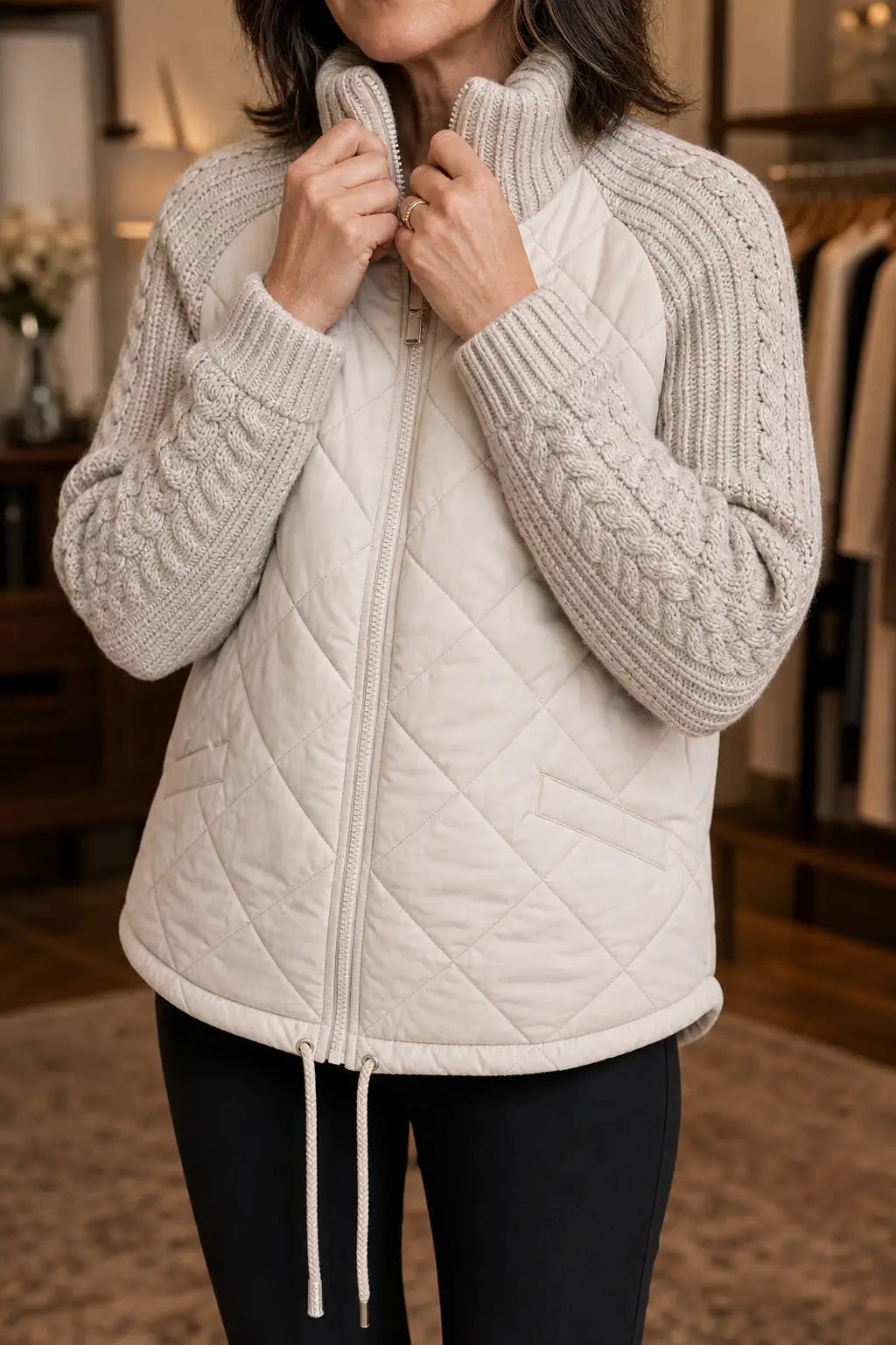 Perpetua | Chaqueta Acolchada con Paneles de Punto