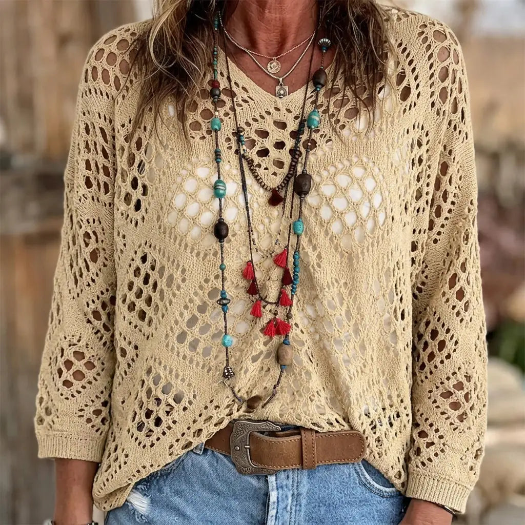 Felicidad | Blusa de Crochet con Escote en Pico