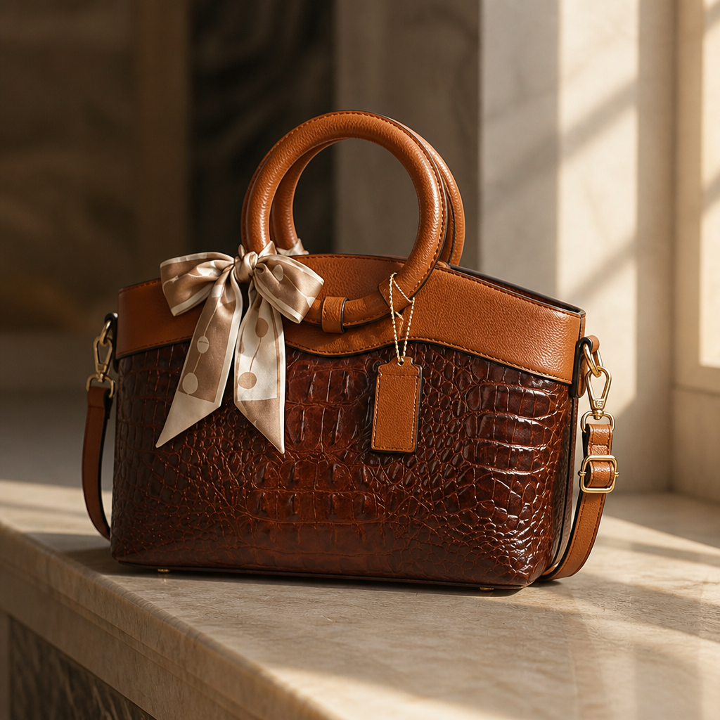 Felisa | Bolso Tote Efecto Cocodrilo con Asa Redonda