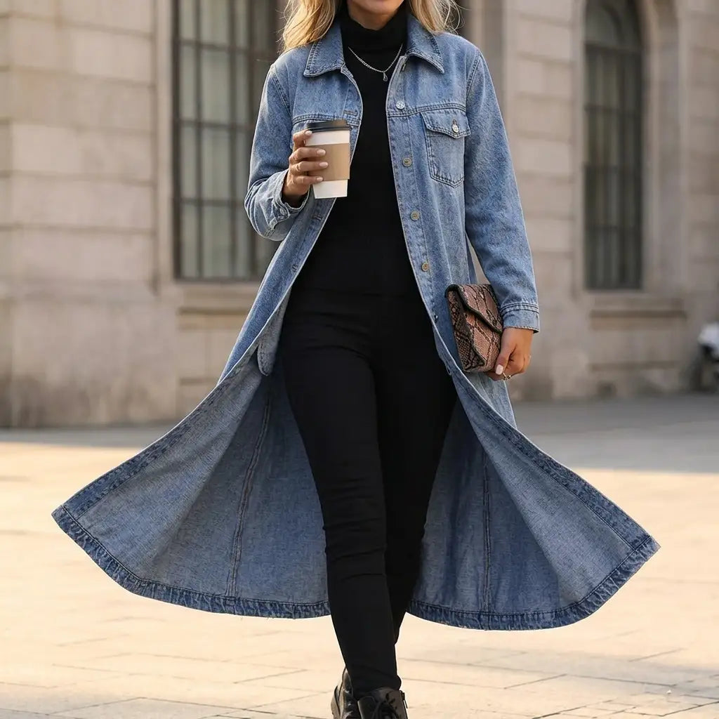 Delia | Abrigo Vaquero Largo Oversize