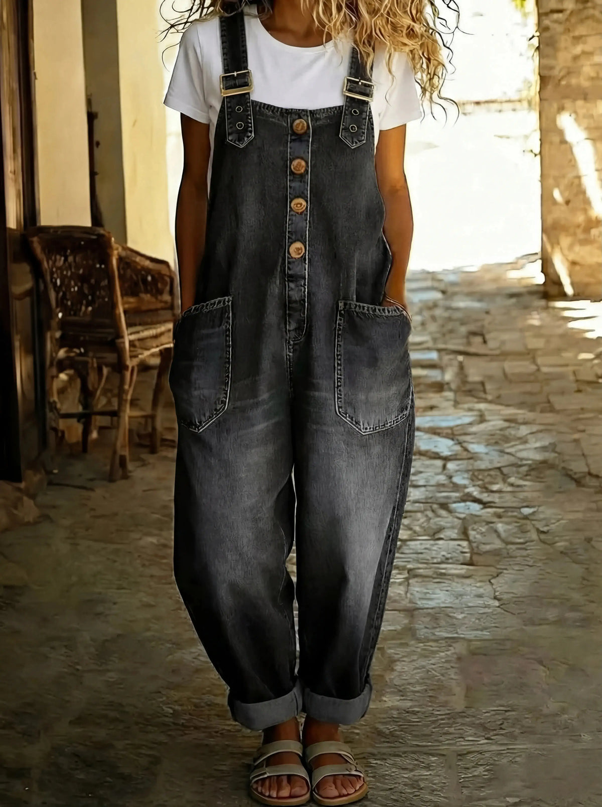 Rocío™ | Mono Vaquero Casual con Hebilla Ajustable