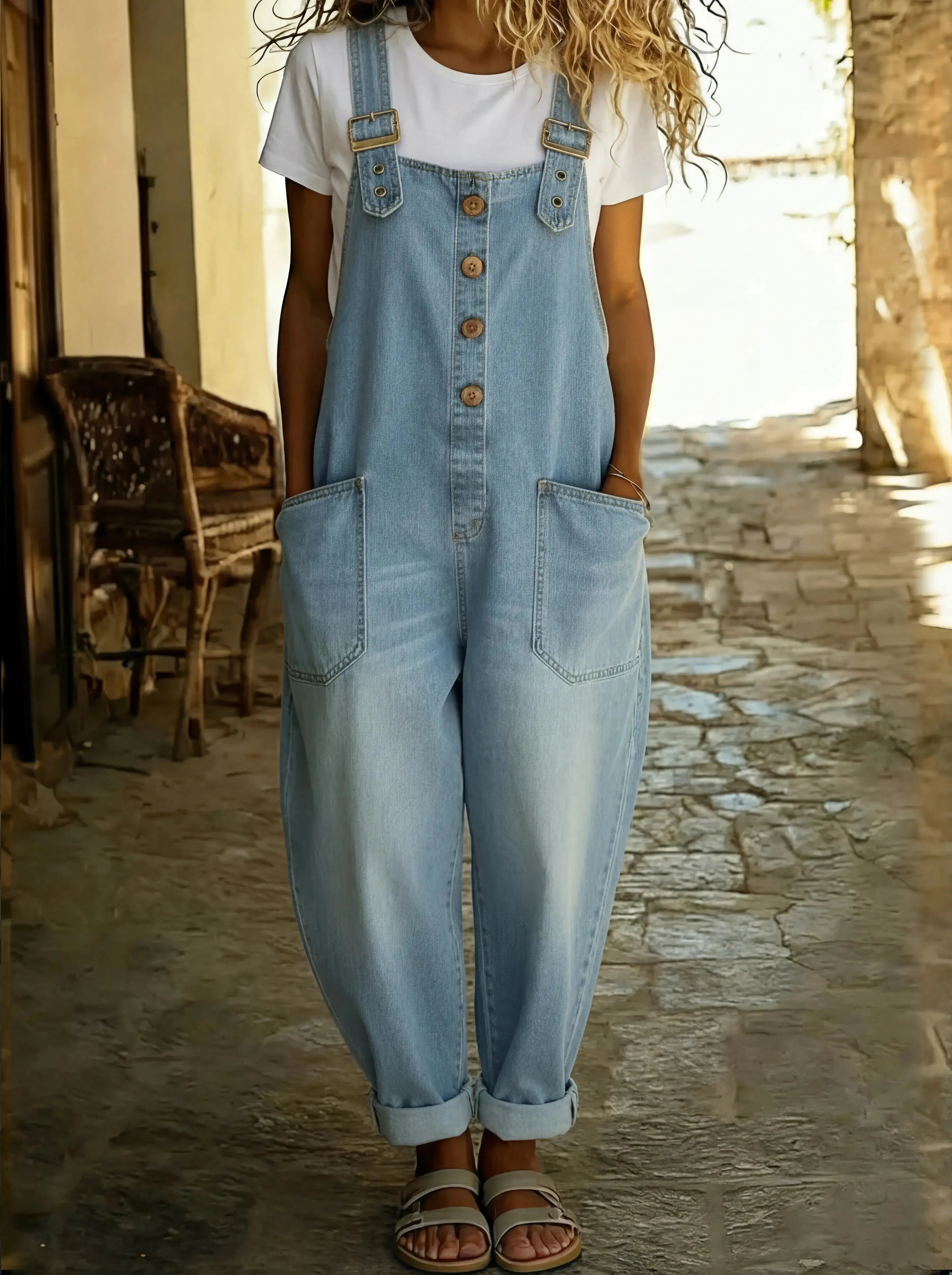 Rocío™ | Mono Vaquero Casual con Hebilla Ajustable