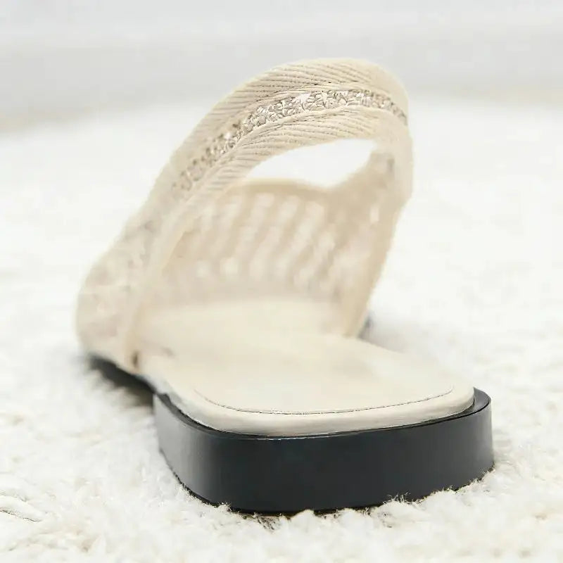 Albiona™ | Sandalias Planas de Malla con Punta Cuadrada