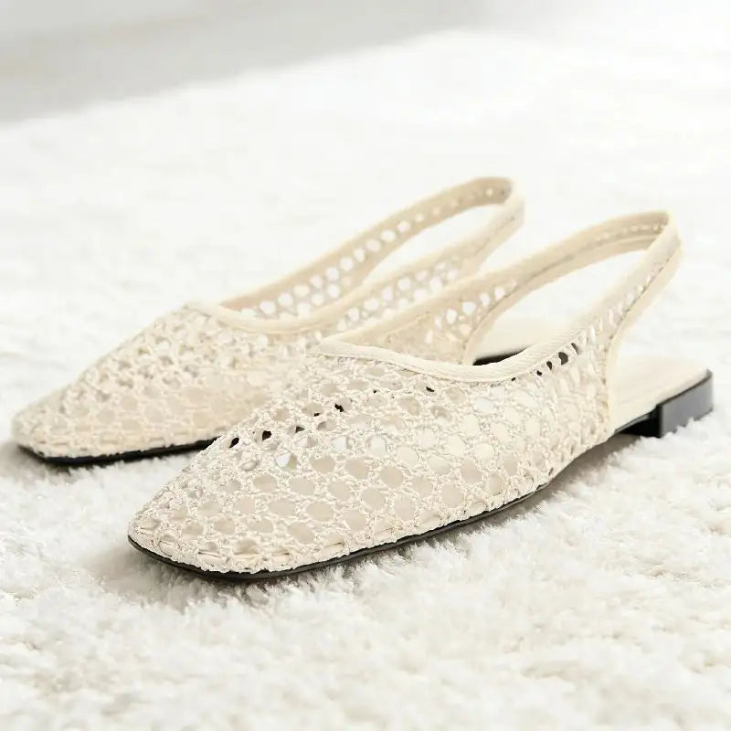 Albiona™ | Sandalias Planas de Malla con Punta Cuadrada