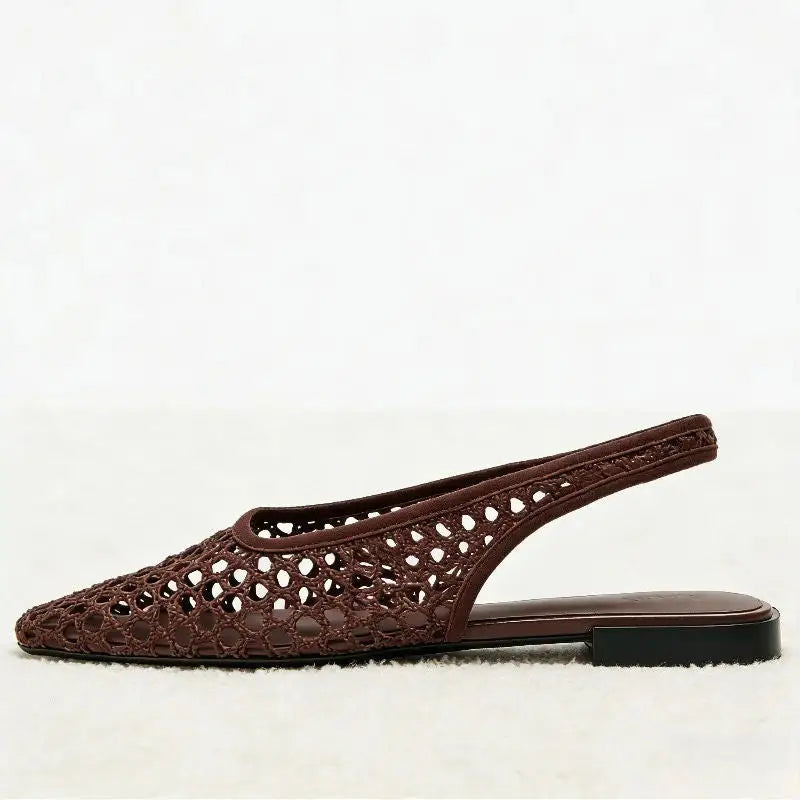 Albiona™ | Sandalias Planas de Malla con Punta Cuadrada