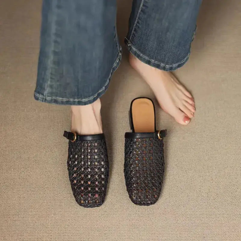 Monvetta™ | Zapatos Retro Tejidos con Tacón de Bloque