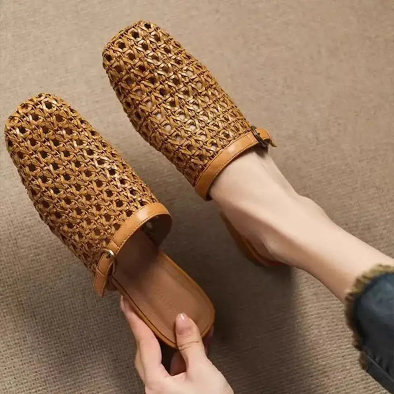 Monvetta™ | Zapatos Retro Tejidos con Tacón de Bloque