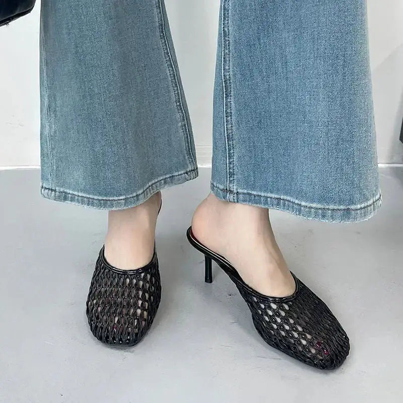 Savoy™ | Mules de Tacón de Malla Transpirable