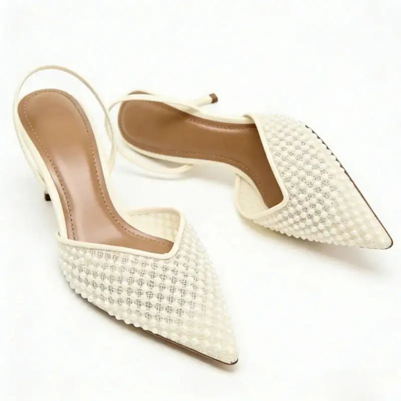 Ventoré™ | Sandalias de Tacón Alto con Cuentas en Beige