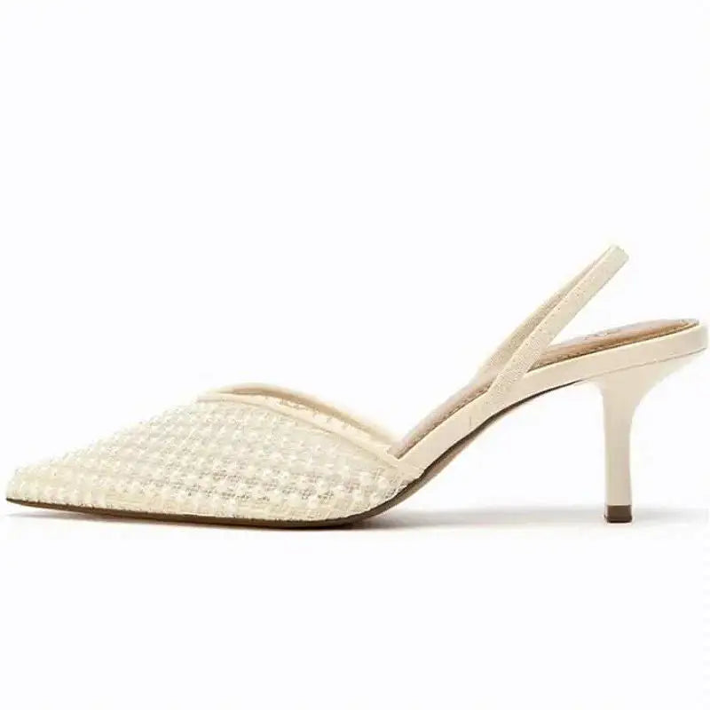 Ventoré™ | Sandalias de Tacón Alto con Cuentas en Beige