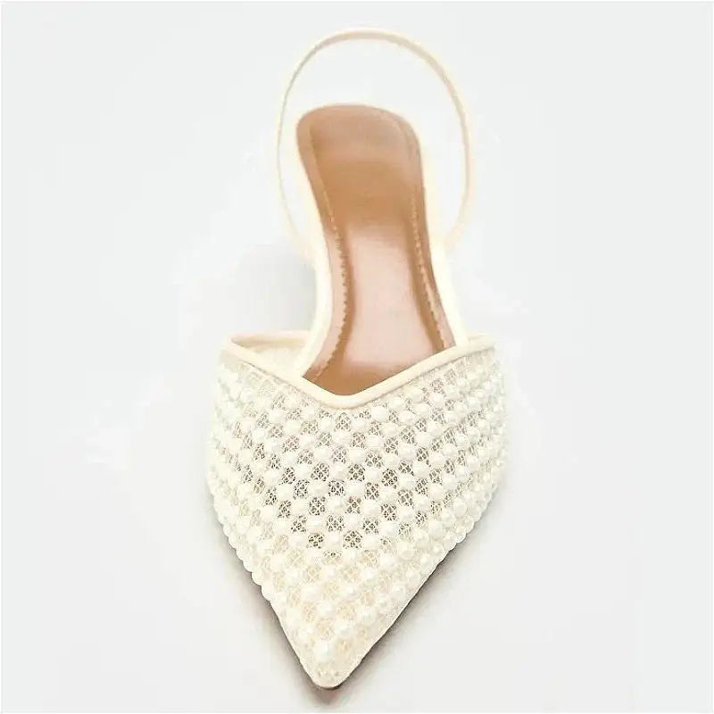 Ventoré™ | Sandalias de Tacón Alto con Cuentas en Beige