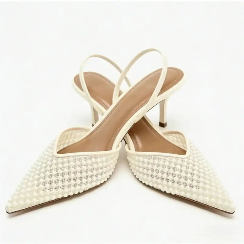 Ventoré™ | Sandalias de Tacón Alto con Cuentas en Beige