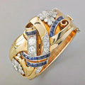 Radiancia Eterna | Anillo Dorado de Líneas Esculpidas