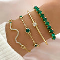 Set de pulseras vintage con circonita verde — Aurora