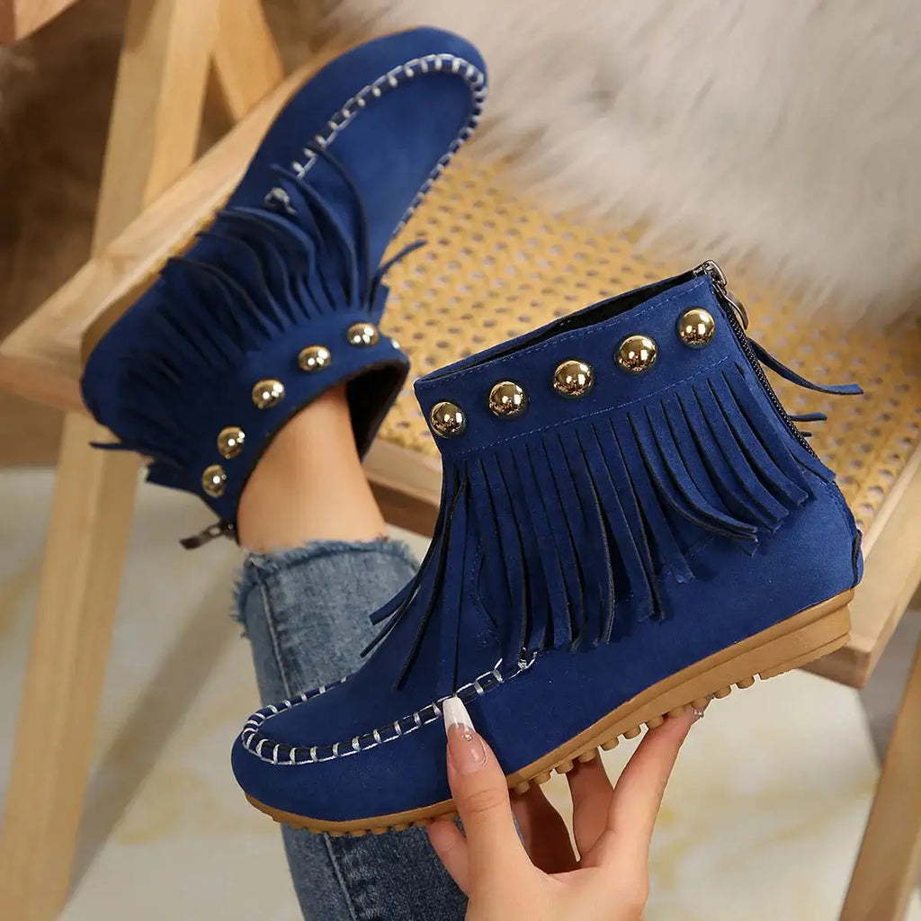 Mimi | Botines Planos Retro con Borlas
