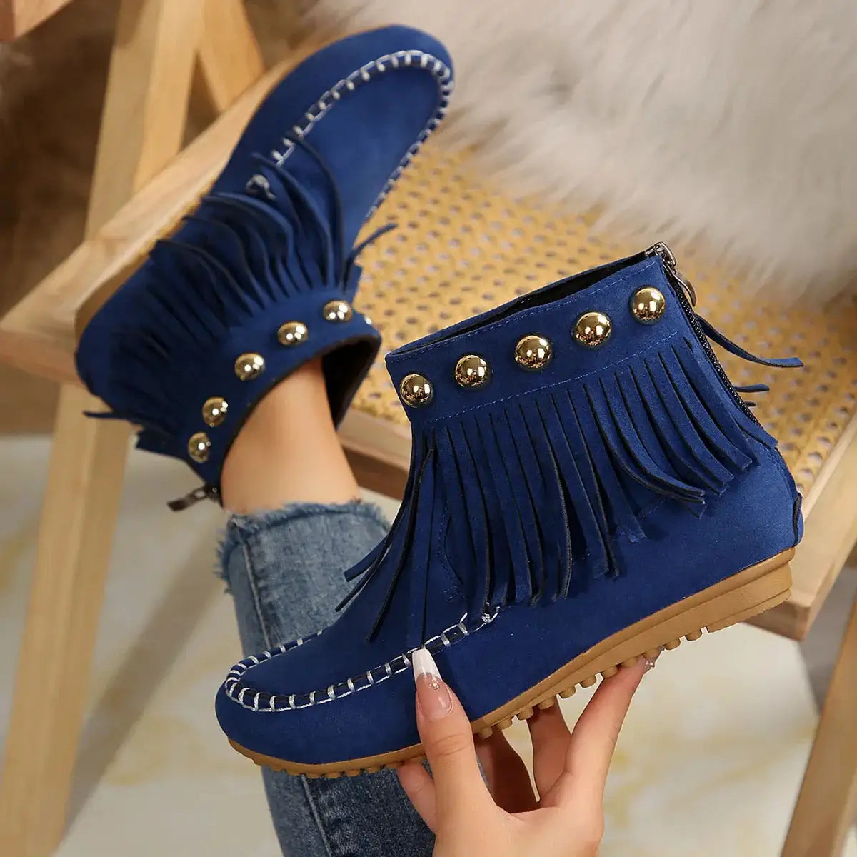 Mimi | Botines Planos Retro con Borlas
