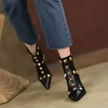 Lua | Botines de Tacón Grueso de Cuero