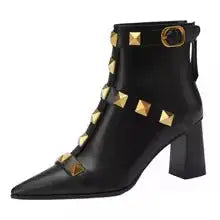 Lua | Botines de Tacón Grueso de Cuero