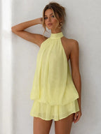 Zoa | Margot Mini Vestido Halter con Espalda Descubierta y Movimiento