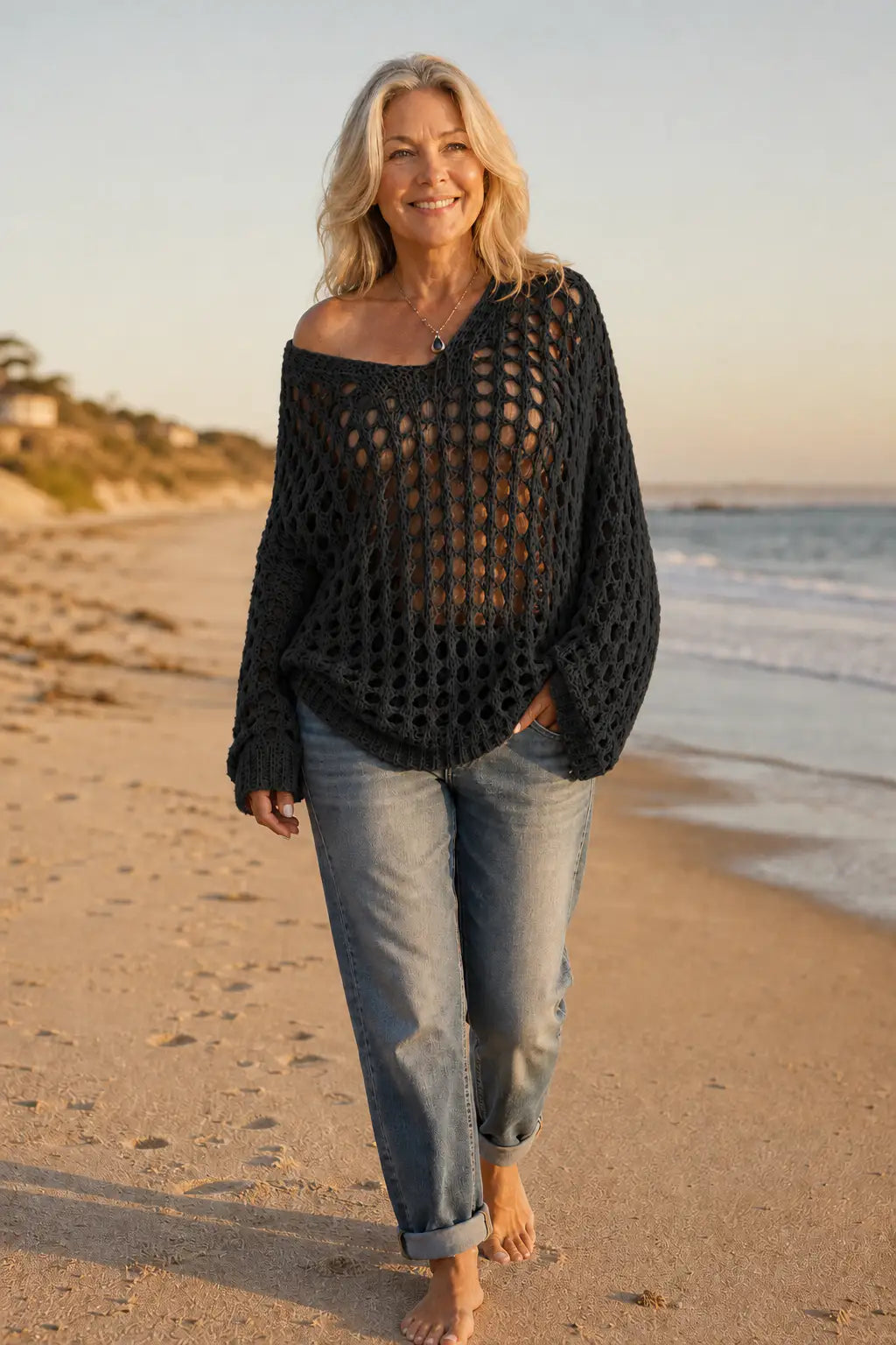 Fuencisla | Jersey Oversize Calado con Hombros Descubiertos