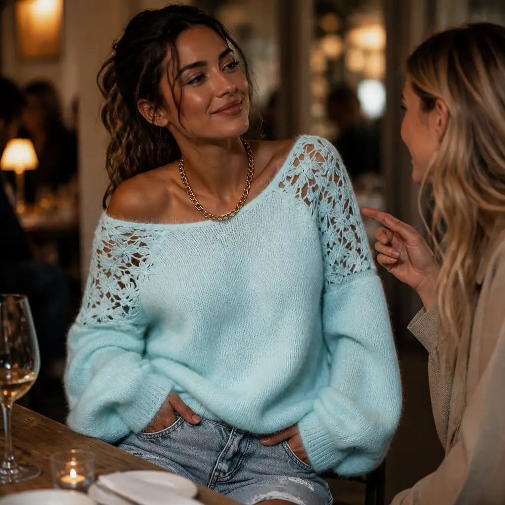 Adela | Jersey de Punto con Detalle de Encaje