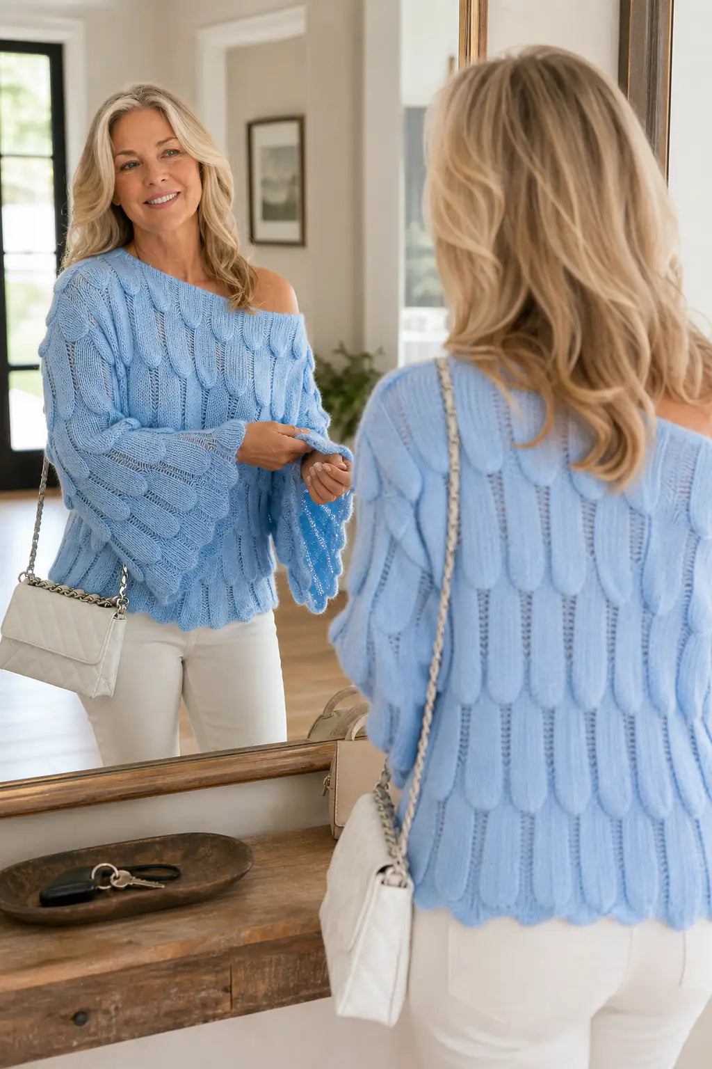Mónica | Jersey Oversize Calado con Motivo de Hojas