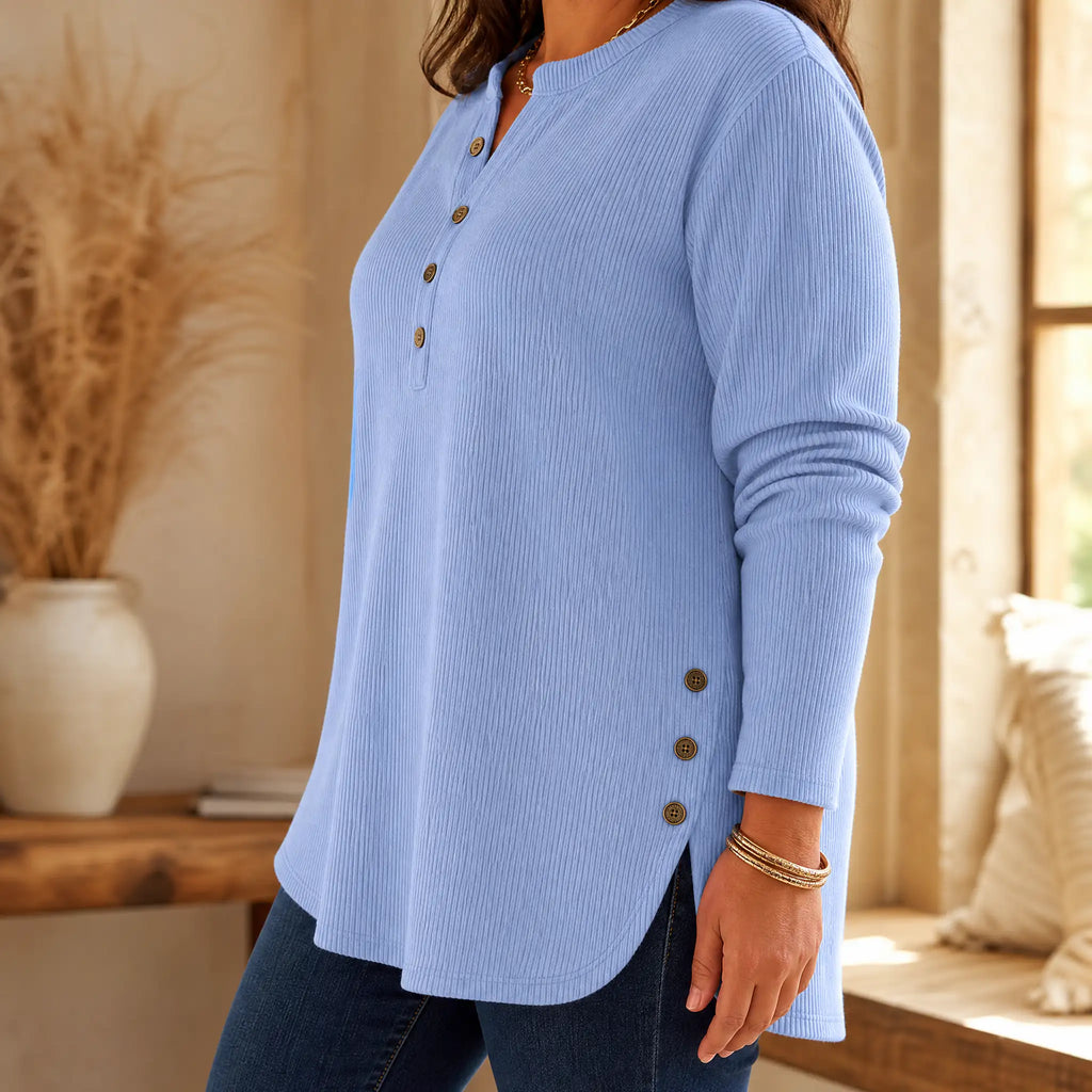 Edurne | Túnica Henley de Canalé con Botones