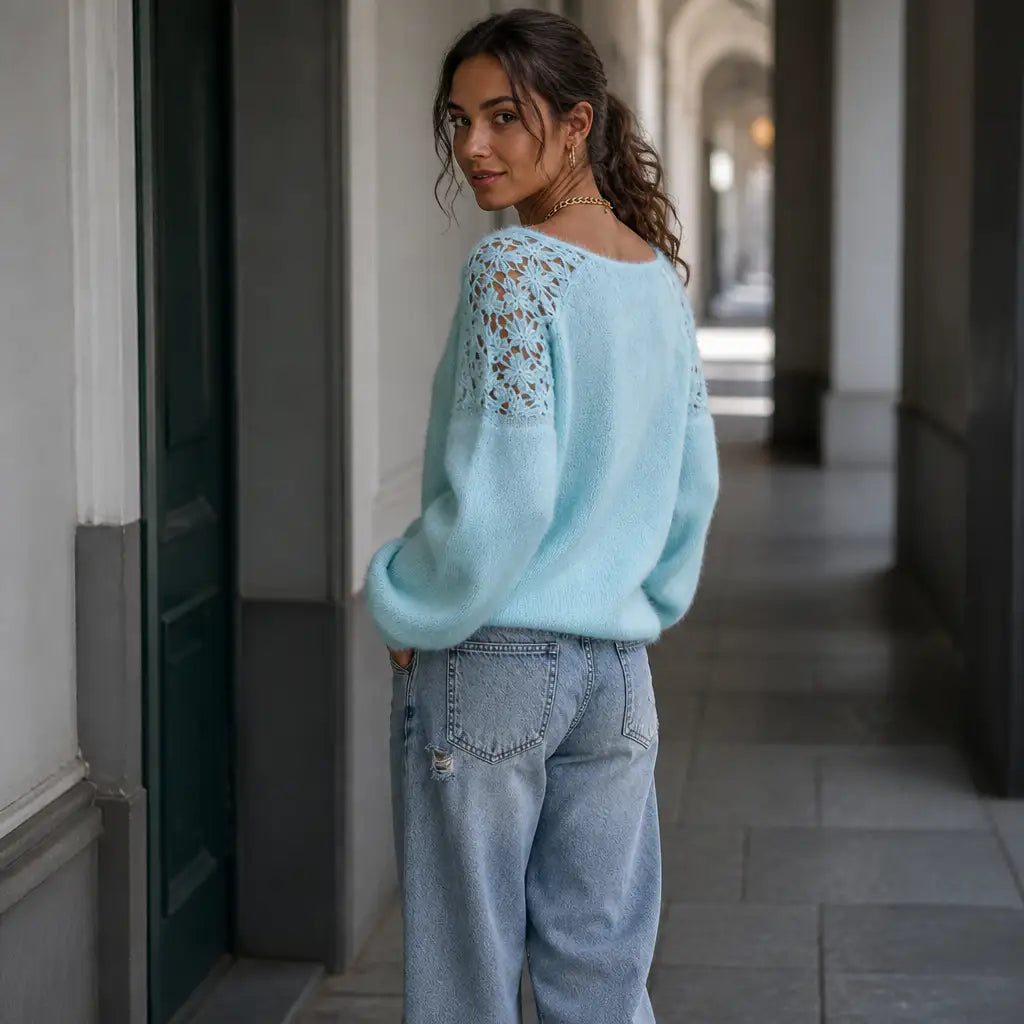 Adela | Jersey de Punto con Detalle de Encaje