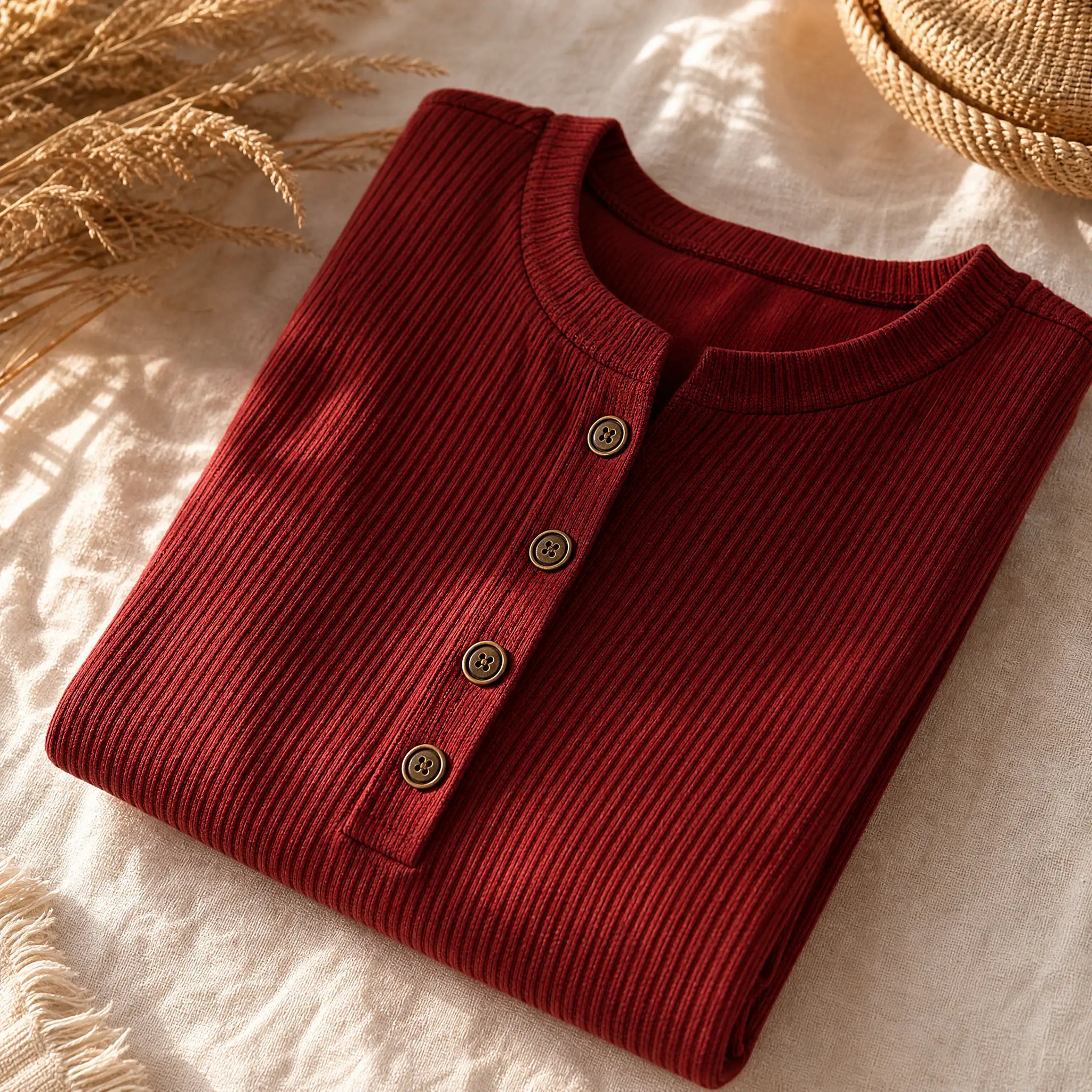 Edurne | Túnica Henley de Canalé con Botones