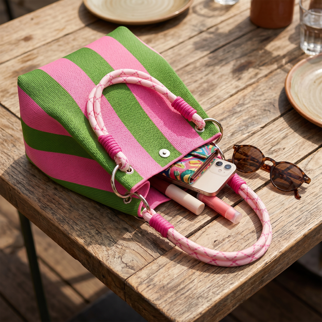 Diana | Bolso Saco de Punto a Rayas