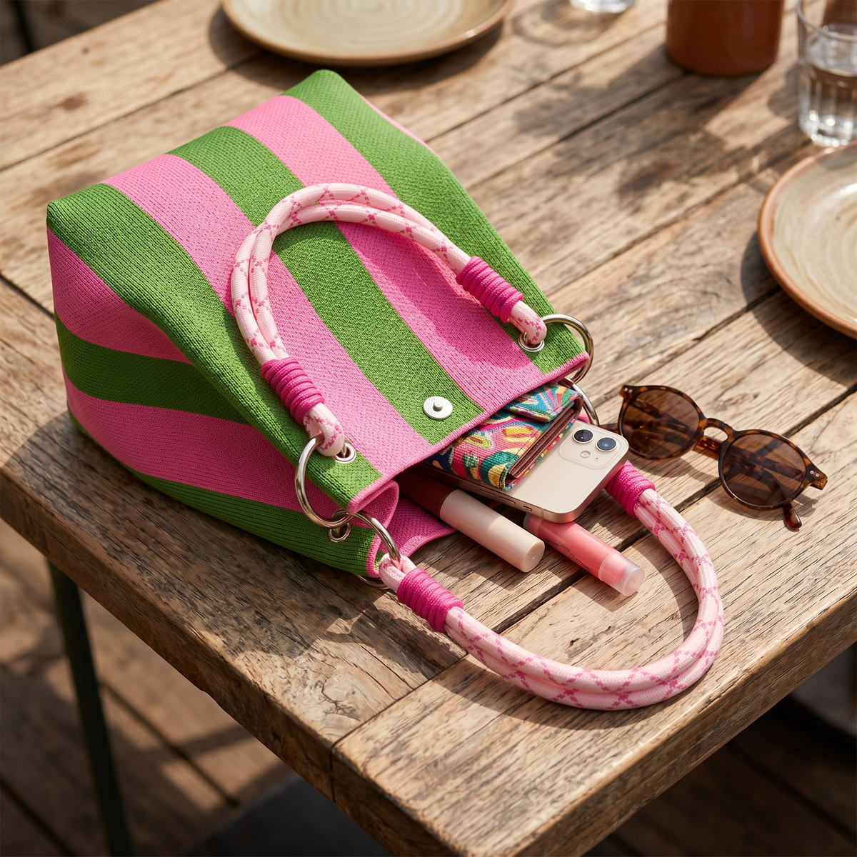 Diana | Bolso Saco de Punto a Rayas