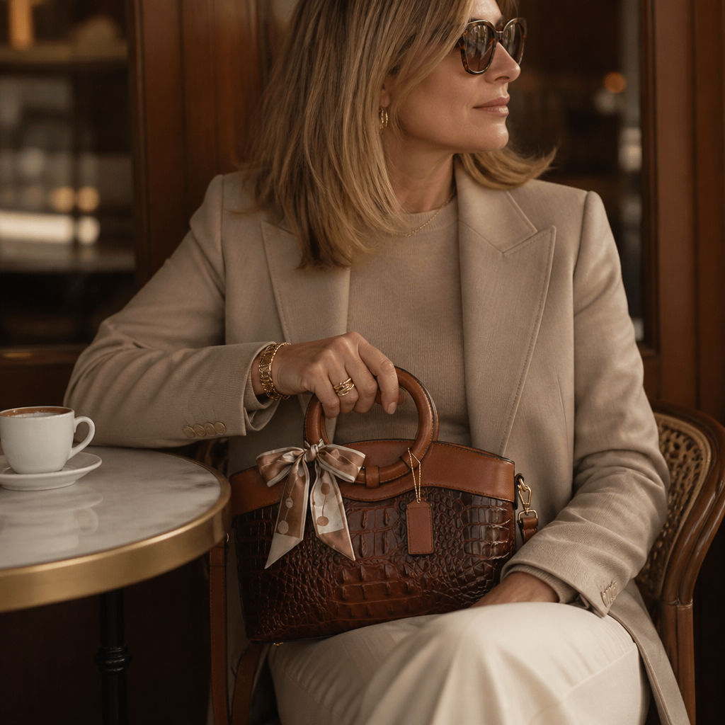 Felisa | Bolso Tote Efecto Cocodrilo con Asa Redonda