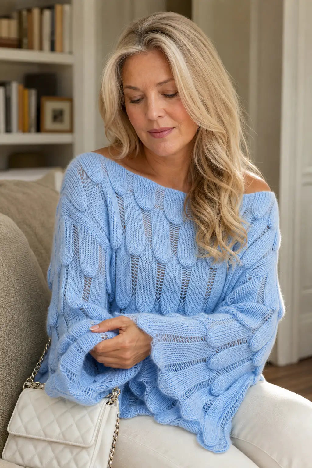 Mónica | Jersey Oversize Calado con Motivo de Hojas
