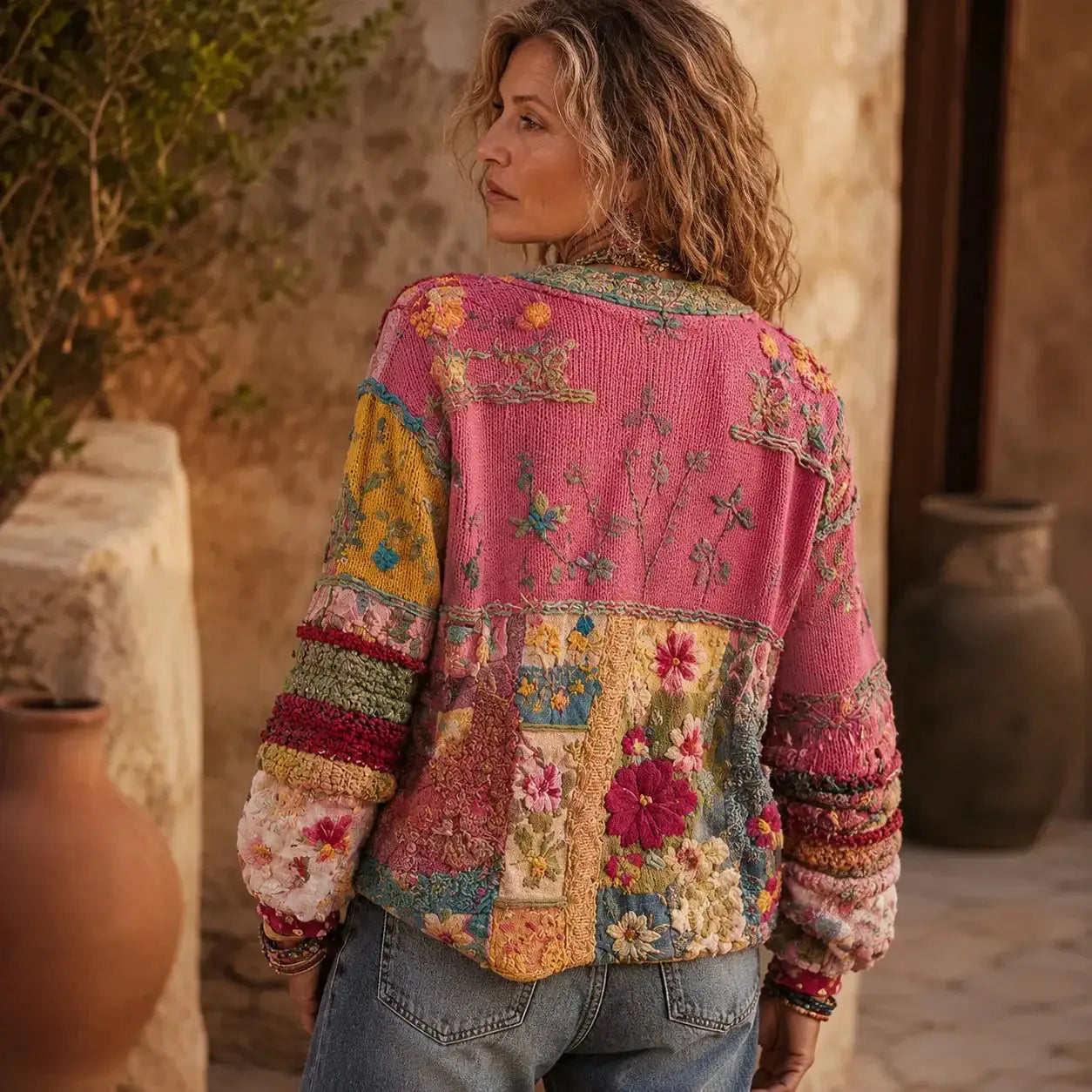 Emma | Cárdigan Bohemio Floral de Patchwork
