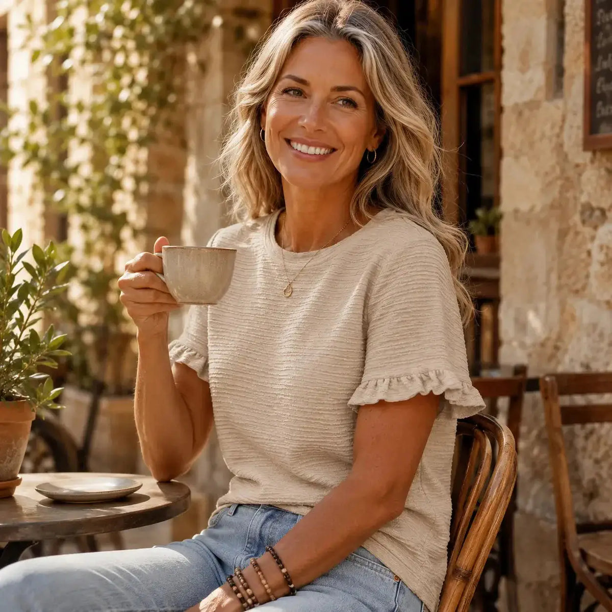 Emilia | Blusa Texturizada de Manga con Volantes