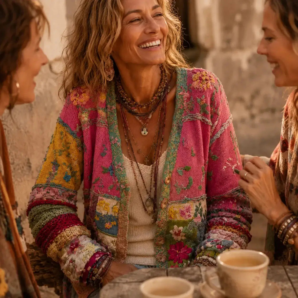 Emma | Cárdigan Bohemio Floral de Patchwork