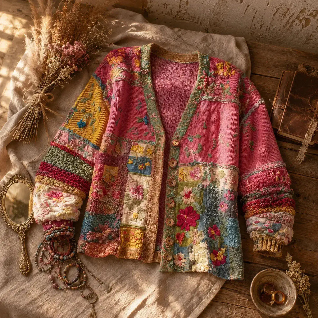 Emma | Cárdigan Bohemio Floral de Patchwork