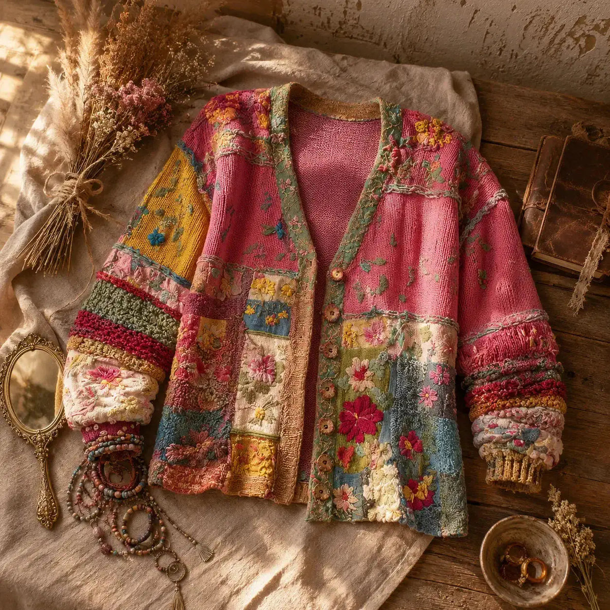 Emma | Cárdigan Bohemio Floral de Patchwork