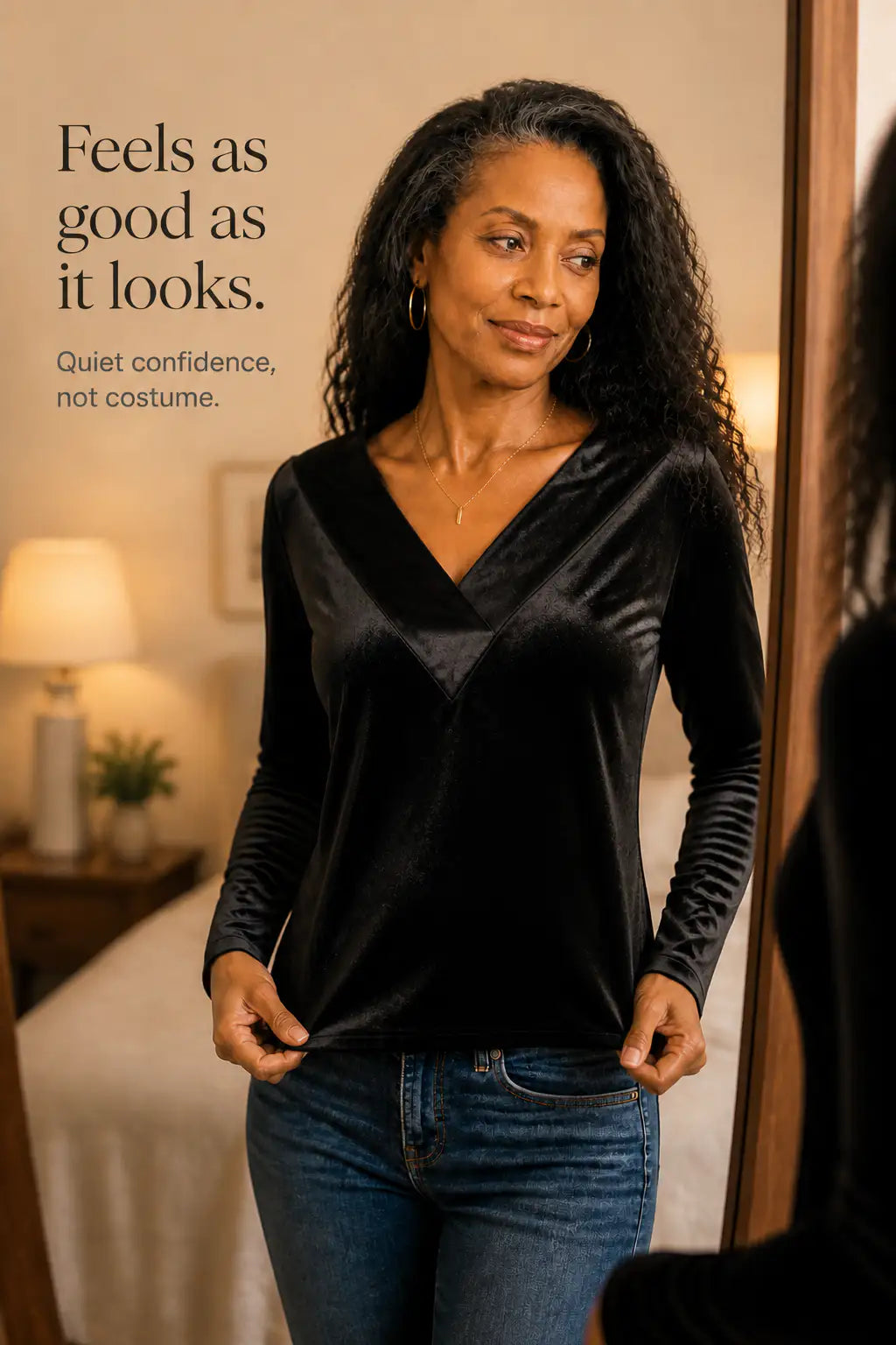 Azucena | Camiseta de Punto Brillante con Cuello en Pico