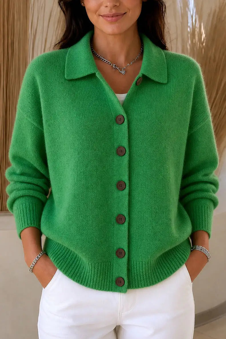 Ladislaa | Cárdigan con Cuello Camisero y Botones