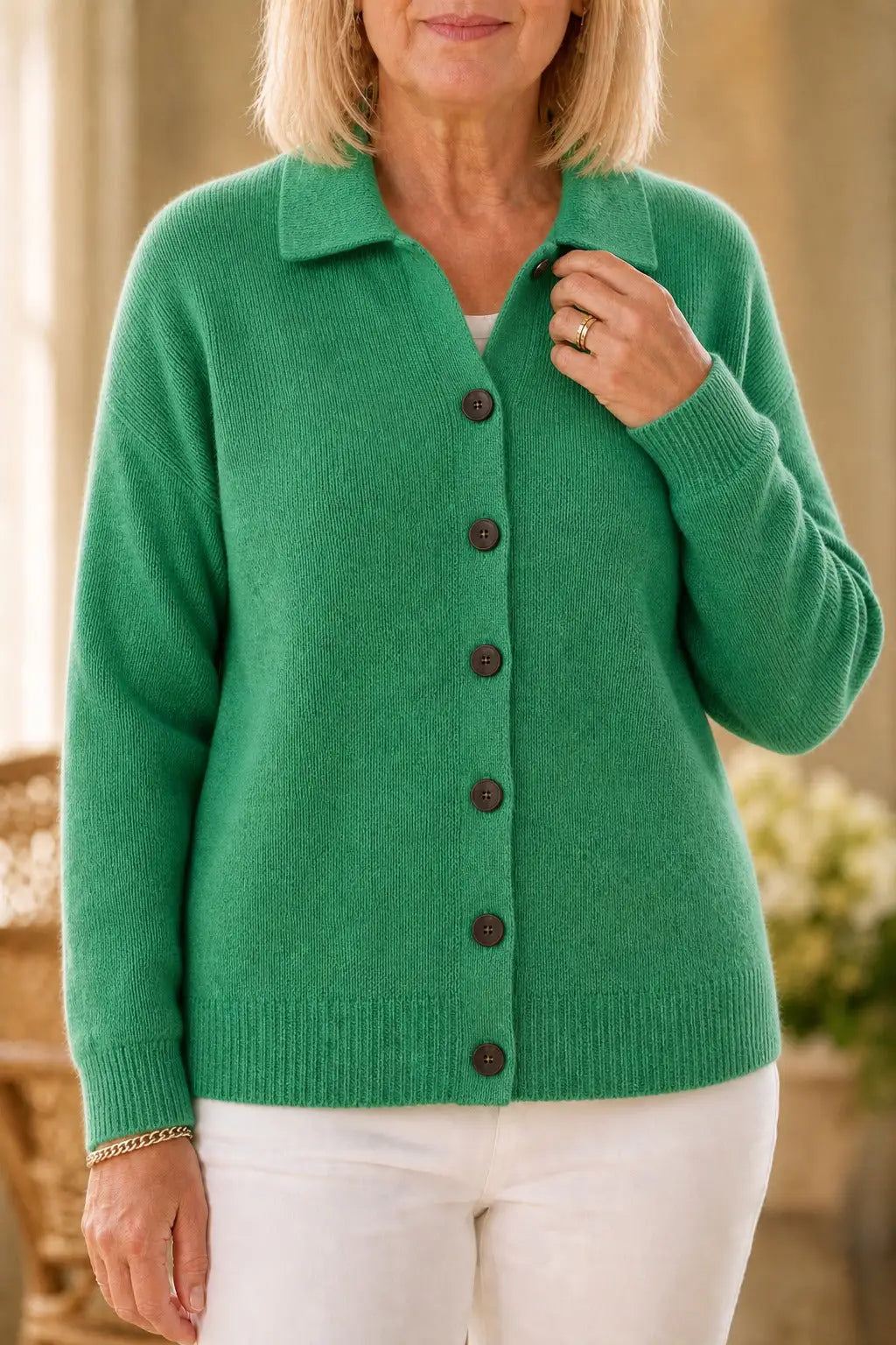 Ladislaa | Cárdigan con Cuello Camisero y Botones