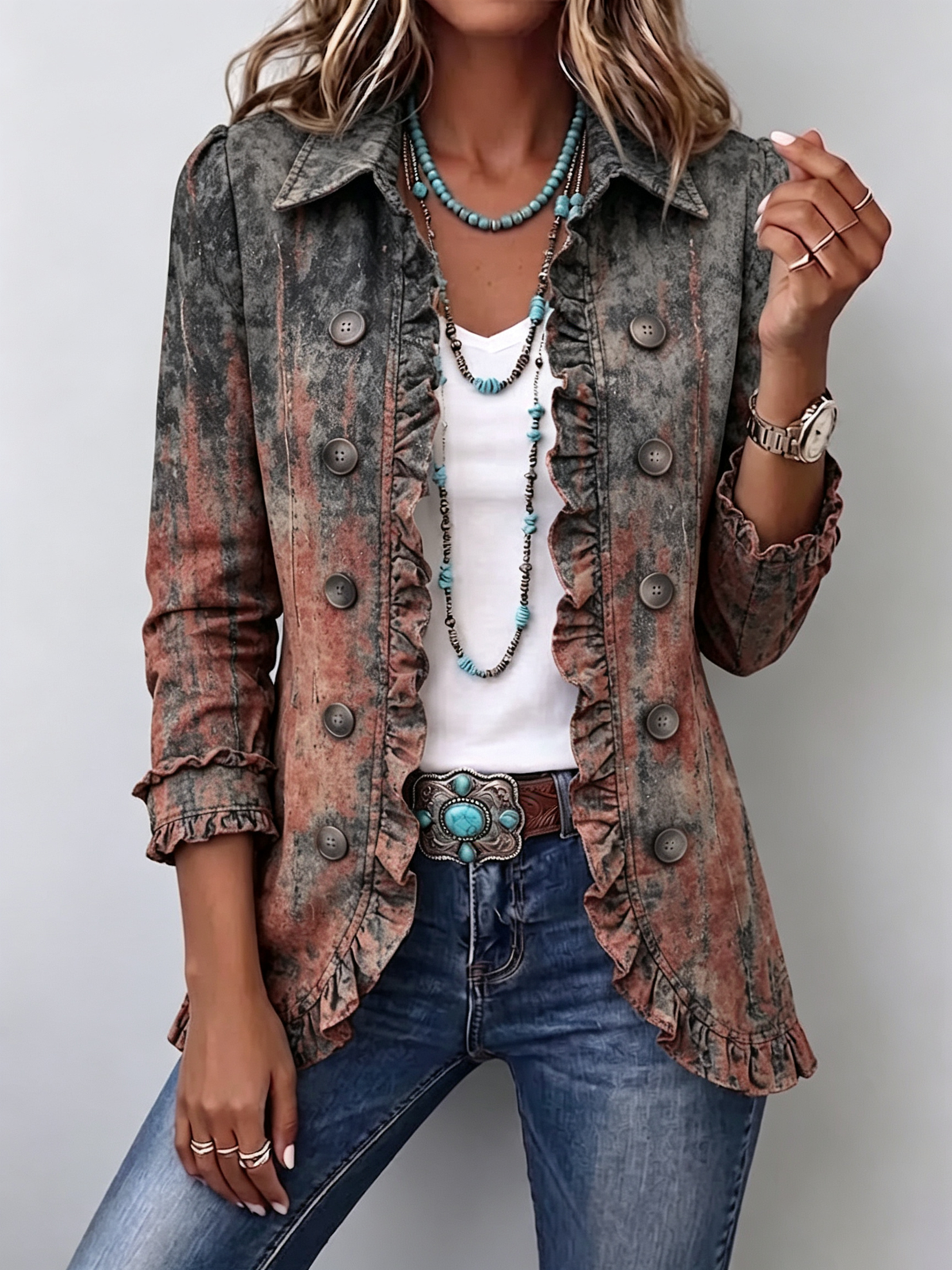 Benita | Chaqueta de Volantes Texturizada Degradada