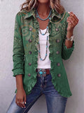 Jacinta | Chaqueta de Volantes Estampado Cachemira Verde