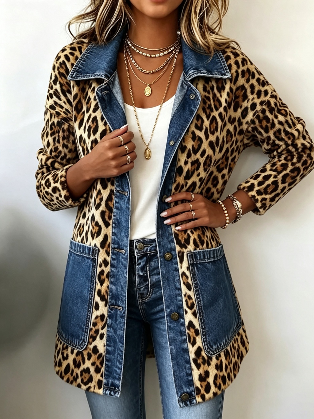 Maura | Chaqueta Larga de Leopardo con Vaquero